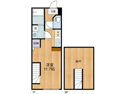 メゾン柿の木(1SK/1階)の間取り写真