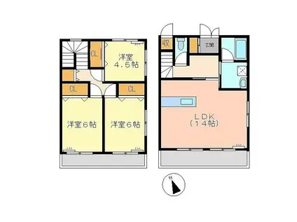 レガーノ黒髪 C棟(3LDK/1階)の間取り写真