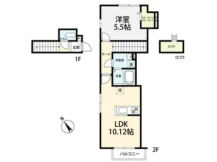 グリシーナ駒場(1LDK/2階)の間取り写真