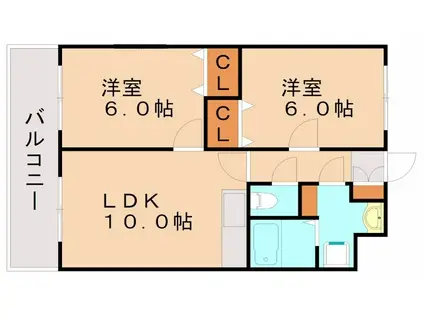 プレスティージュ弐番館(2LDK/3階)の間取り写真