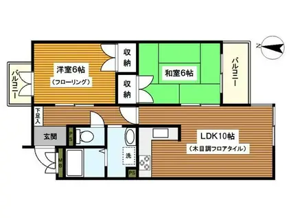 三ツ沢プラシータ(2LDK/2階)の間取り写真