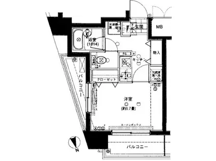 ヴェルト銀座イースト(1K/7階)の間取り写真