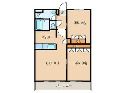 アダージュガーデン(2LDK/2階)の間取り写真