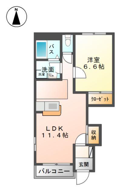 メゾン ドゥ クレシア(1LDK/1階)の間取り写真