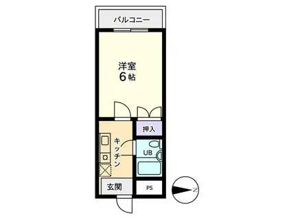 信開グランドハイツ(1K/4階)の間取り写真