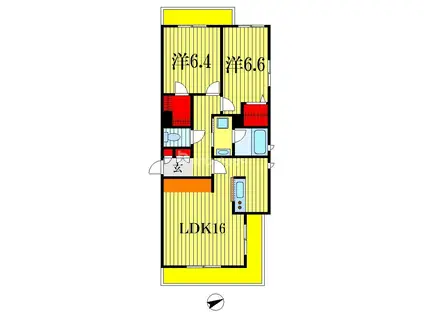 CONCORD CHIBA(2LDK/2階)の間取り写真