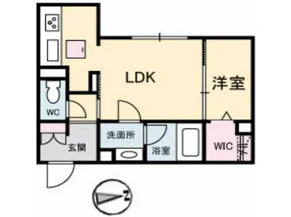 シャトル不動院前(1LDK/1階)の間取り写真