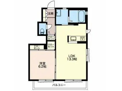 メゾン ローズ(1LDK/1階)の間取り写真