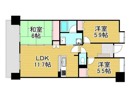 ライフプラザ沢見2番館(3LDK/10階)の間取り写真