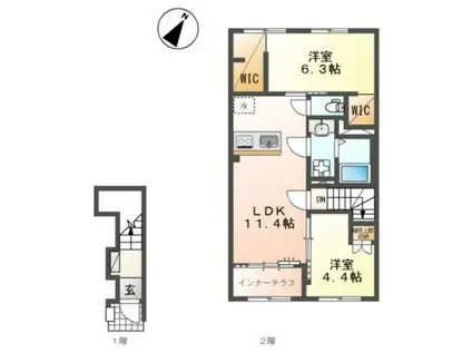 仮中央区上溝アパート(2LDK/2階)の間取り写真