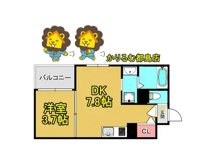 Z COURT 京橋(1DK/3階)の間取り写真