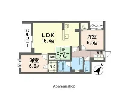 ココル登戸(2LDK/2階)の間取り写真