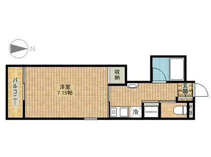 スタジオフラット(1K/4階)の間取り写真