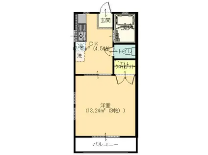 ハイビレッジ21 大前(1DK/2階)の間取り写真