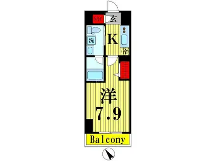 クレヴィスタ押上(1K/7階)の間取り写真