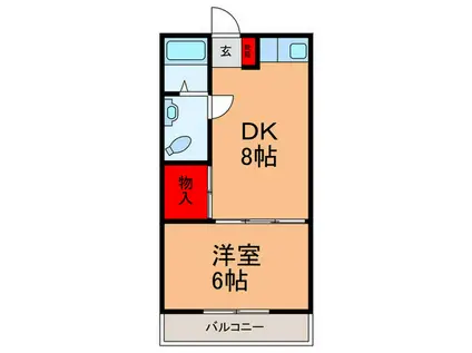 瑞穂マンション(1DK/2階)の間取り写真