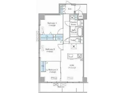 DAIWA GRACE MAISON 亀有(3LDK/3階)の間取り写真