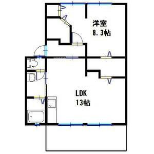ハイツサンライフ C・D(1LDK/1階)の間取り写真