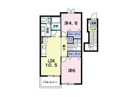 ベルアムール西川(2LDK/2階)の間取り写真
