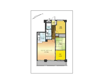 グラン・ドムール松浪(3LDK/6階)の間取り写真