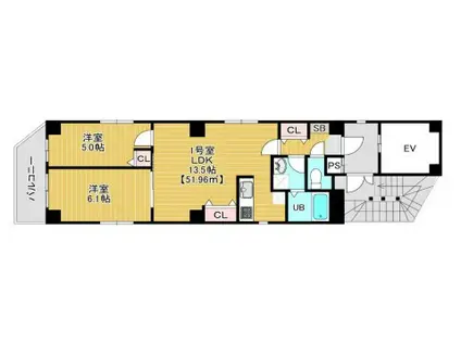 金太郎ヒルズ361(2LDK/5階)の間取り写真