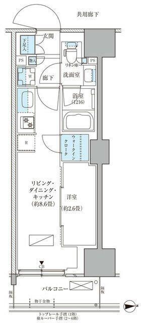 パークアクシス品川天王洲アイル(1LDK/6階)の間取り写真
