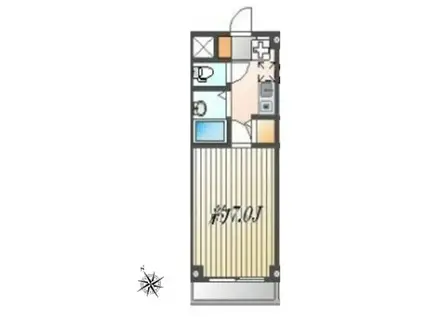 PLUMAS上福岡II(1K/1階)の間取り写真