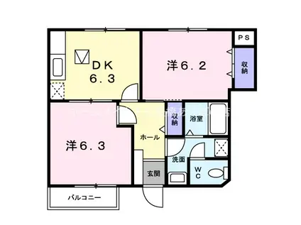 エクセルメゾネット(2DK/1階)の間取り写真