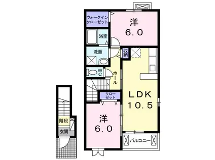 ロイ モンテーニュ III 寄木戸(2LDK/2階)の間取り写真
