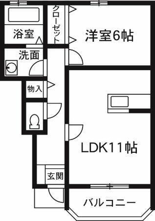 サウスアヴェニュー(1LDK/1階)の間取り写真