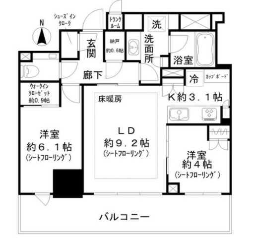 BRILLIA TOWER 池袋 ウエスト(2LDK/18階)の間取り写真
