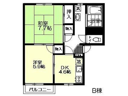 コーポラス東郷(2DK/1階)の間取り写真