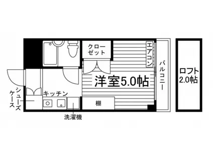 シティパレス千歳烏山 PARTⅠ(ワンルーム/2階)の間取り写真