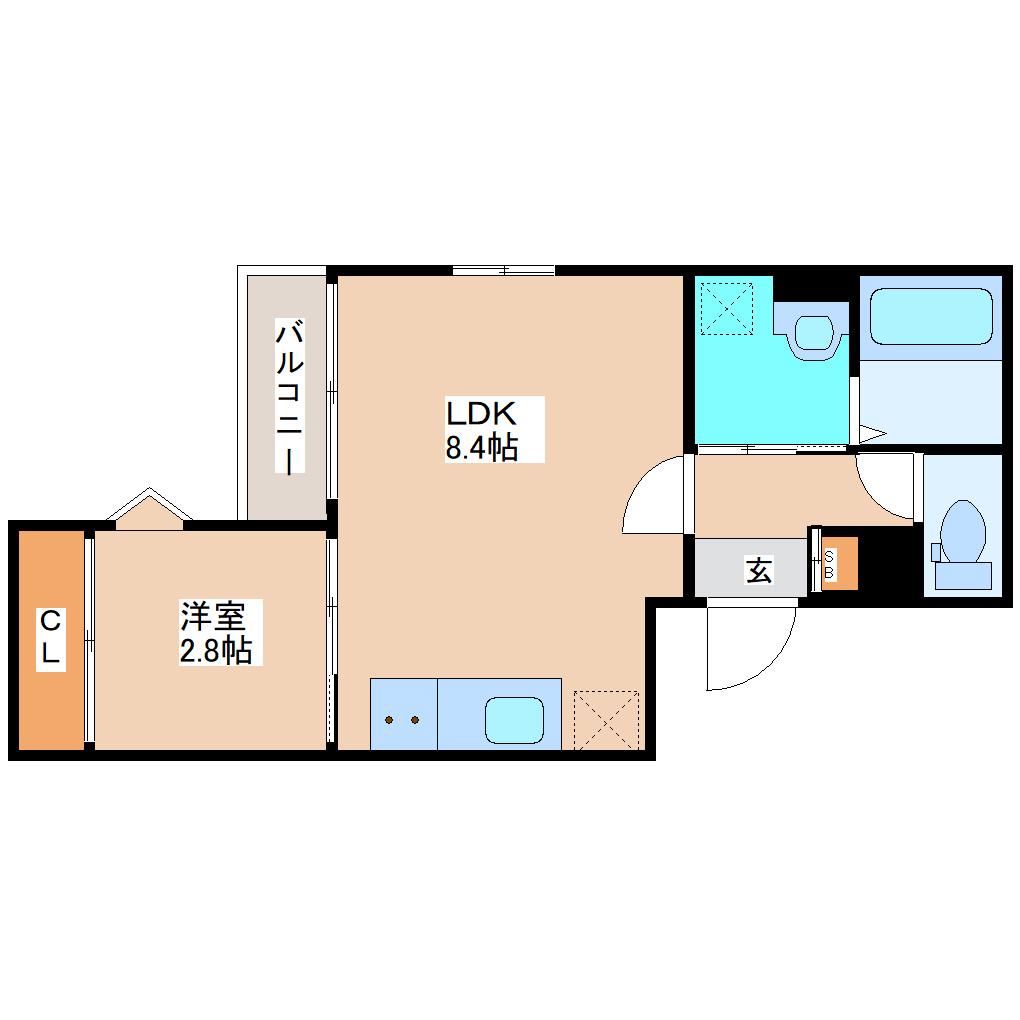 ソルテ二軒茶屋(1LDK/1階)の間取り写真