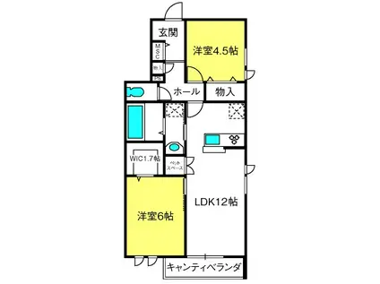 クレリエール弐番館(2LDK/2階)の間取り写真