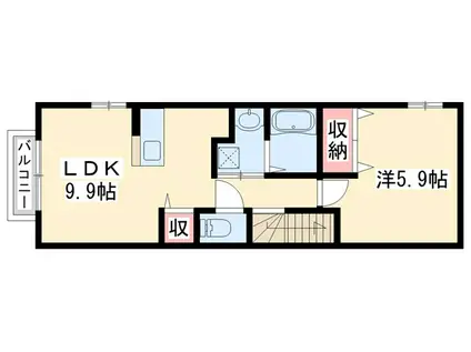 ミッテタカラ(1LDK/2階)の間取り写真