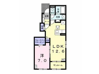 メゾン フラウドペシェ(1LDK/1階)の間取り写真