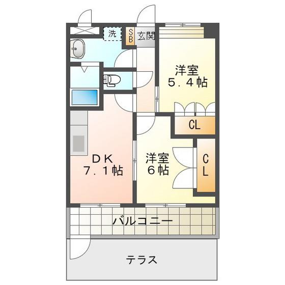 コーポアイビー(2DK/1階)の間取り写真