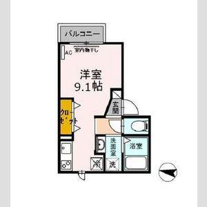 ぱるタウン乗小路(ワンルーム/2階)の間取り写真
