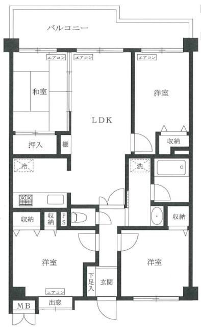 川口プリンスハイツ(4LDK/5階)の間取り写真