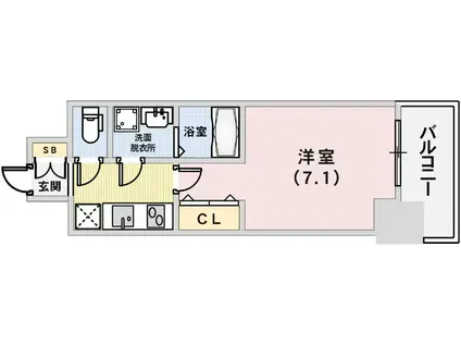 アドバンス三宮シュロス(1K/7階)の間取り写真