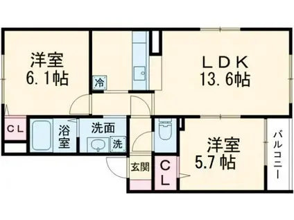 エスポワール(2LDK/1階)の間取り写真