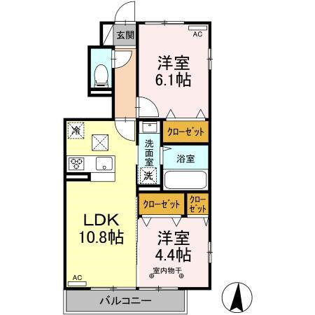 ベルシエール(2LDK/1階)の間取り写真
