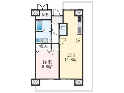 ベルフォート和泉(1LDK/3階)の間取り写真