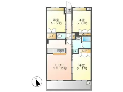 スターマンション神田(3LDK/1階)の間取り写真