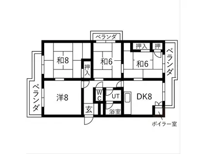 東山元町(4DK/3階)の間取り写真