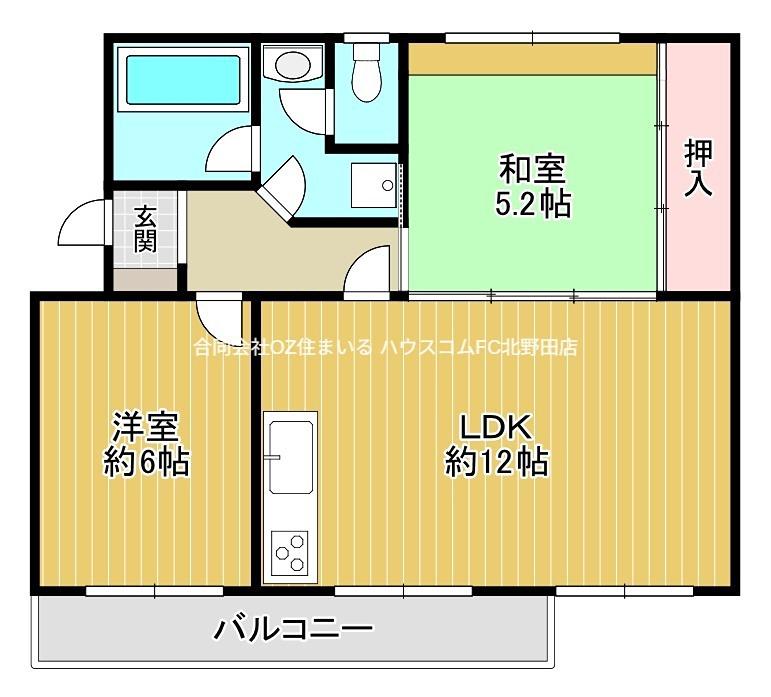 金剛第三213号棟(2LDK/4階)の間取り写真