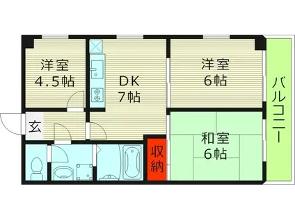 ラフィーネ鶴丸(3DK/2階)の間取り写真