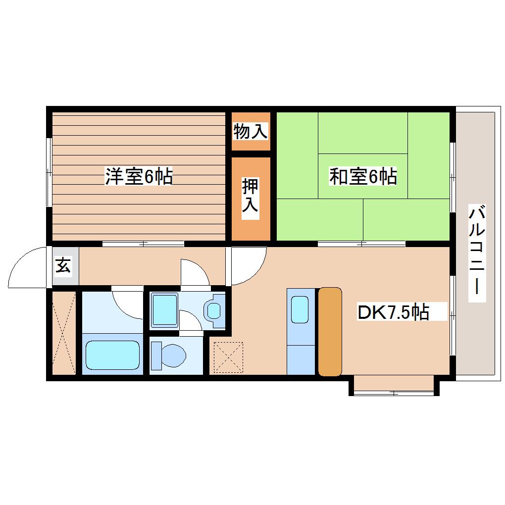 ヒルズアバンテ(2DK/3階)の間取り写真