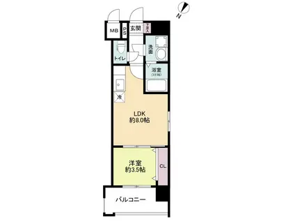 MODERN PALAZZO 天神北II(1LDK/6階)の間取り写真